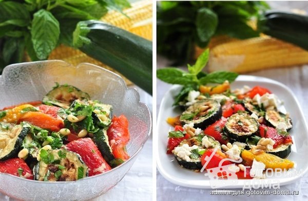 Салат из кабачков и перца с фетой и мятой фото к рецепту 1