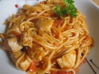 Спагетти с курицей