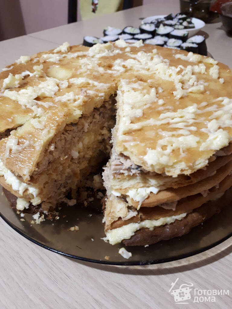 Торт из рыбок со сметаной и бананом