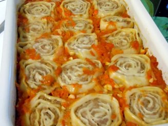 Мясные "розочки" - ленивые пельмени