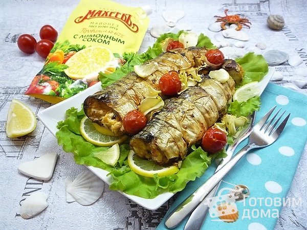 Запеченная скумбрия с кабачками и помидорами черри фото к рецепту 9