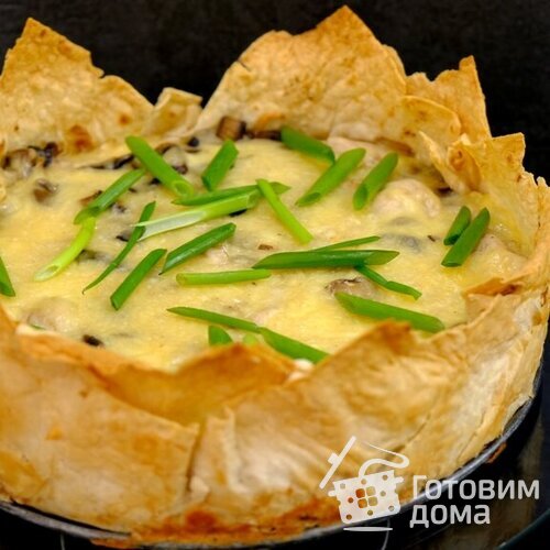 Пирог из лаваша с курицей и грибами