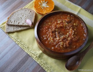 Пряный чечевичный суп (без масла)