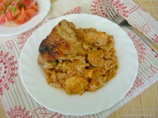 Капуста, запечённая в духовке с курочкой