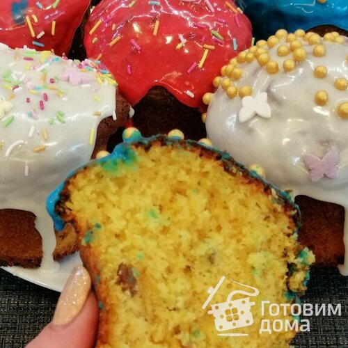 Творожный бездрожжевой кулич с глазурью из сгущёнки