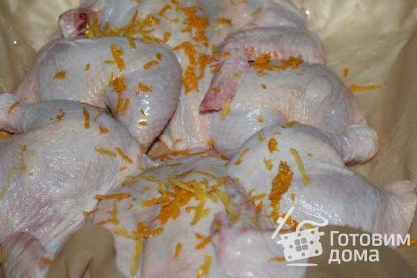 Экзотические цыплята с апельсином, лимоном и джемом персик-манго фото к рецепту 2