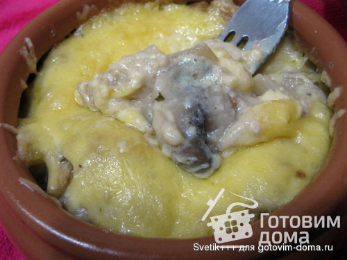 Ароматные горшочки с грибами , фаршем и картошкой фото к рецепту 7