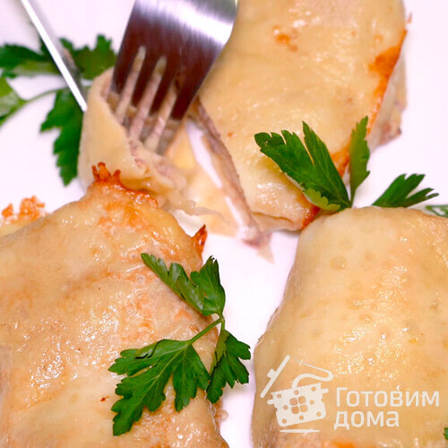 Домашние блины с рыбной начинкой