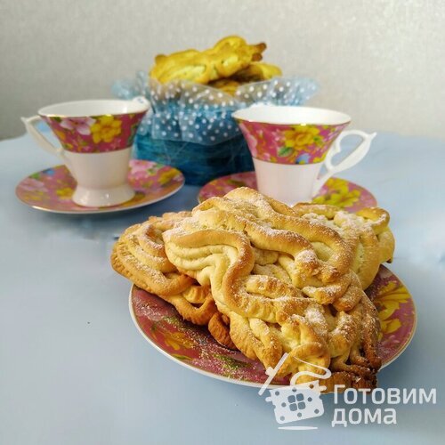 Песочное печенье через мясорубку - Хризантемы