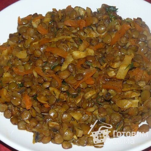 Чечевица с грибами и овощами
