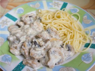 Спагетти со сливочно-грибным соусом
