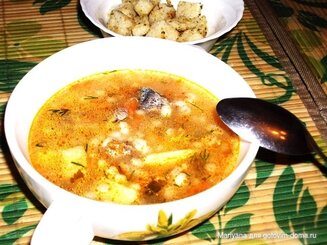Суп перловый с сайрой