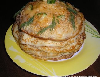 Торт из картофельных блинов с грибами "Горка"