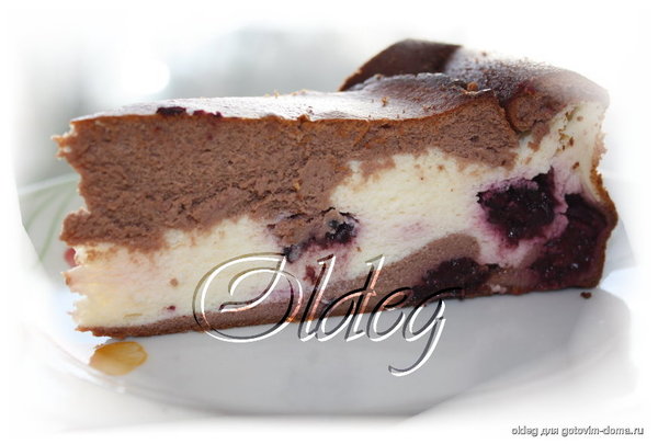 Шоколадно-творожный пирог с малиной фото к рецепту 5