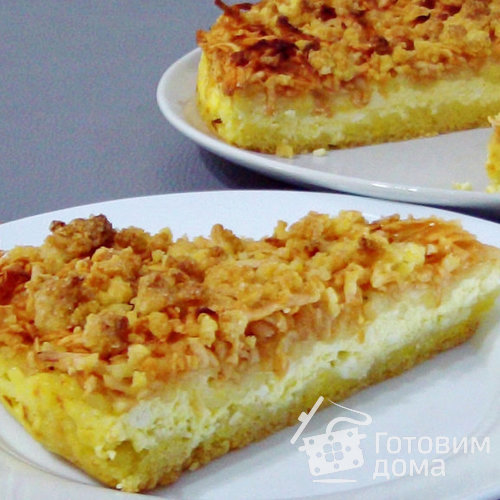 Пирог с творогом и яблоками