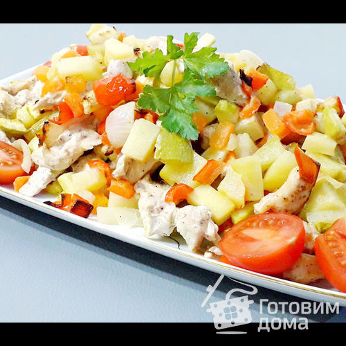 Овощное рагу с курицей в духовке