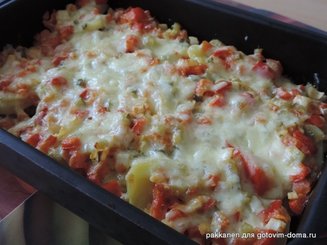 Свинина с картофелем под сырной шубой "А-ля-пицца"