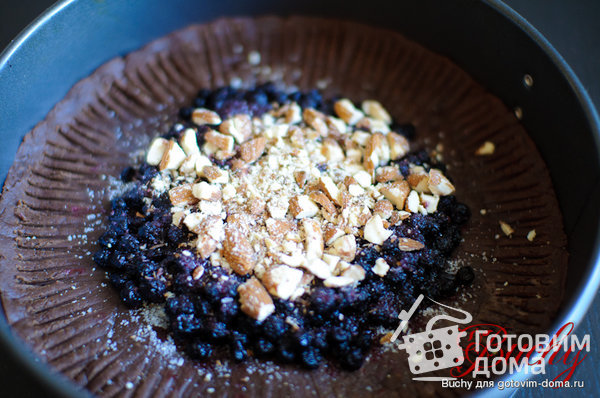 Рассыпчатый шоколадный пирог с черникой и орехами фото к рецепту 1