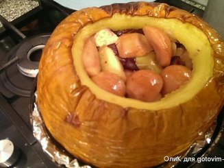 Курица, запеченная в тыкве