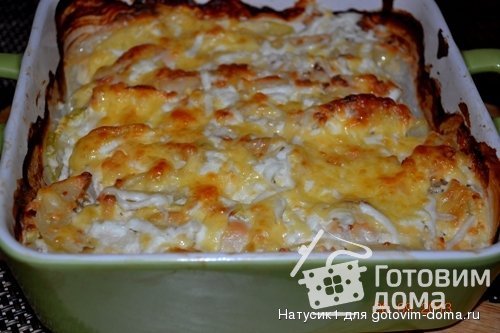 Куриное филе с кабачком, луком и картофелем