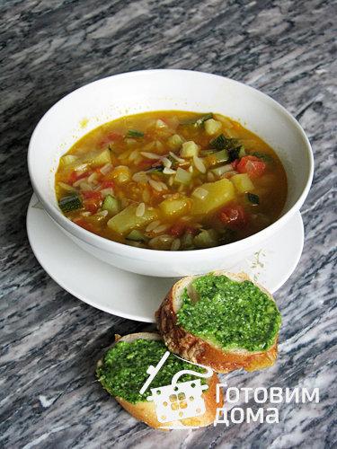 Овощной суп с песто