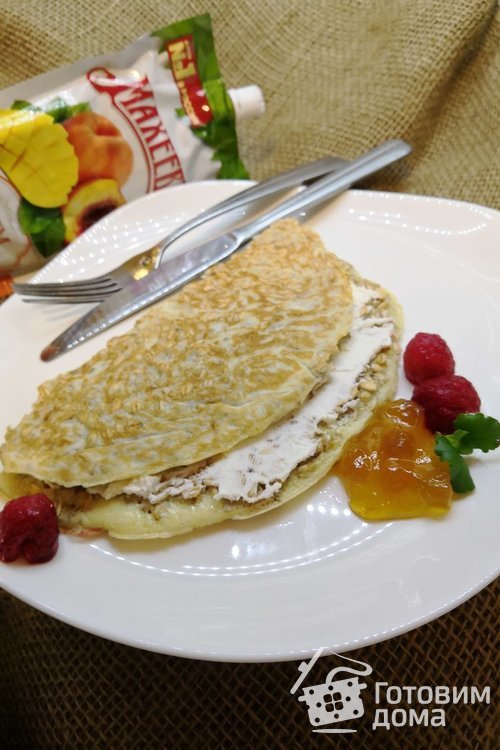 Овсяноблин со сливочным сыром и джемом