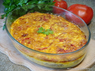 Запеканка с кабачками,фаршем и рисом