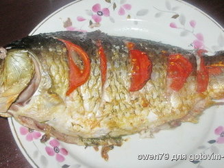 Запеченная скумбрия с укропом и помидорами