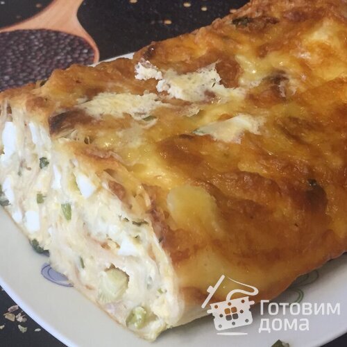 Пирог из лаваша с яйцом и луком