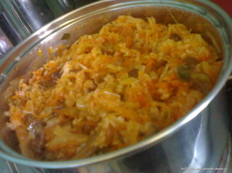 Постный капизняк (сочный плов с квашеной капустой)
