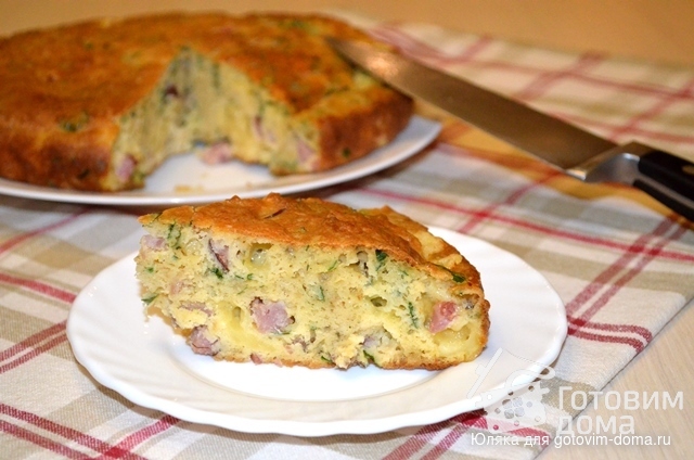 Быстрый пирог с ветчиной и сыром