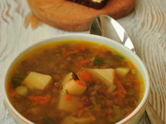 Пряный чечевичный суп (без масла)