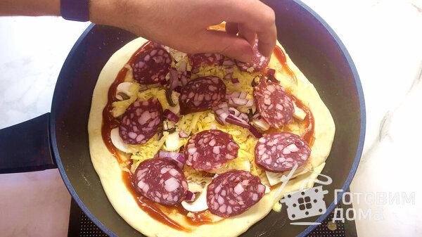 Пицца на сковороде фото к рецепту 9
