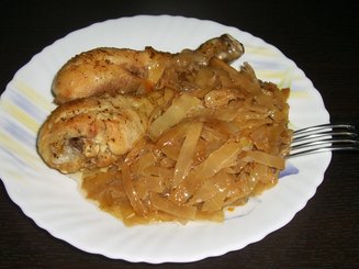 Капуста, запечённая в духовке с курочкой