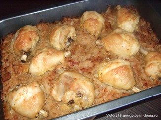 Капуста, запечённая в духовке с курочкой