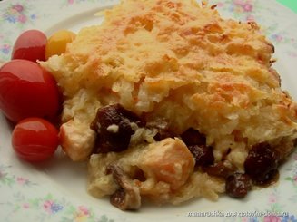 Курица с грибами запечённые под картофельной шубой