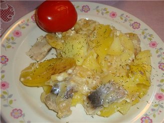 Запеченный картофель с селедкой