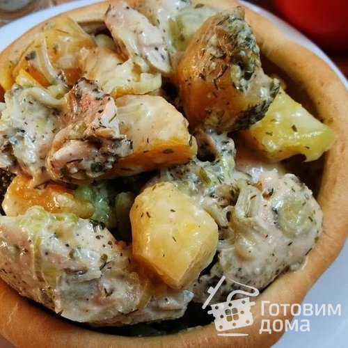 Батат с курицей в духовке