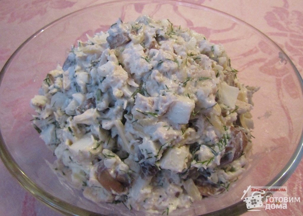 Как приготовить Салат с курицей и грибами рецепт пошагово