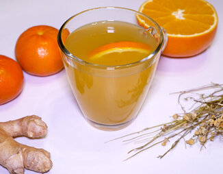 Имбирный чай с цедрой апельсина и мандариновым соком