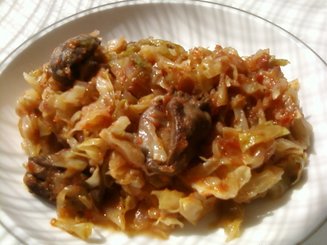 Сердечки, тушенные с капустой