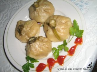 Рыбные мешочки со сметанно-горчичным соусом