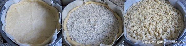 Творожно-маковый пирог со сладкой крошкой и глазурью фото к рецепту 3