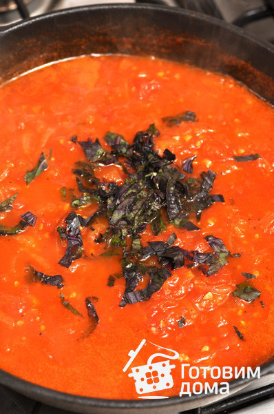 Спагетти с баклажанами в томатном соусе фото к рецепту 6