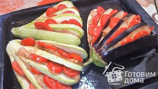Запеченные овощи в духовке в виде веера фото к рецепту 3