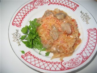 Сердечки, тушенные с капустой
