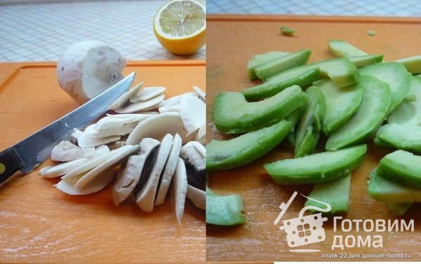 Салат из шампиньонов и авокадо фото к рецепту 1