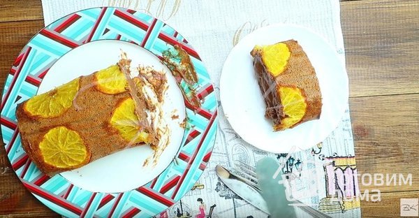 Апельсиновый рулет + шоколадная паста - вкус Нового года) фото к рецепту 9