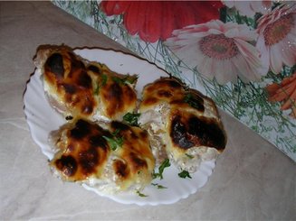 Свинина под сырно-яблочной шапкой