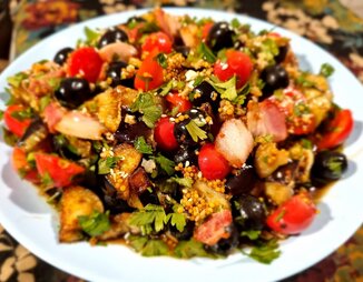 Салат из баклажанов и беконом